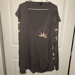 Torrid Gray Relaxed Graphic Blouse